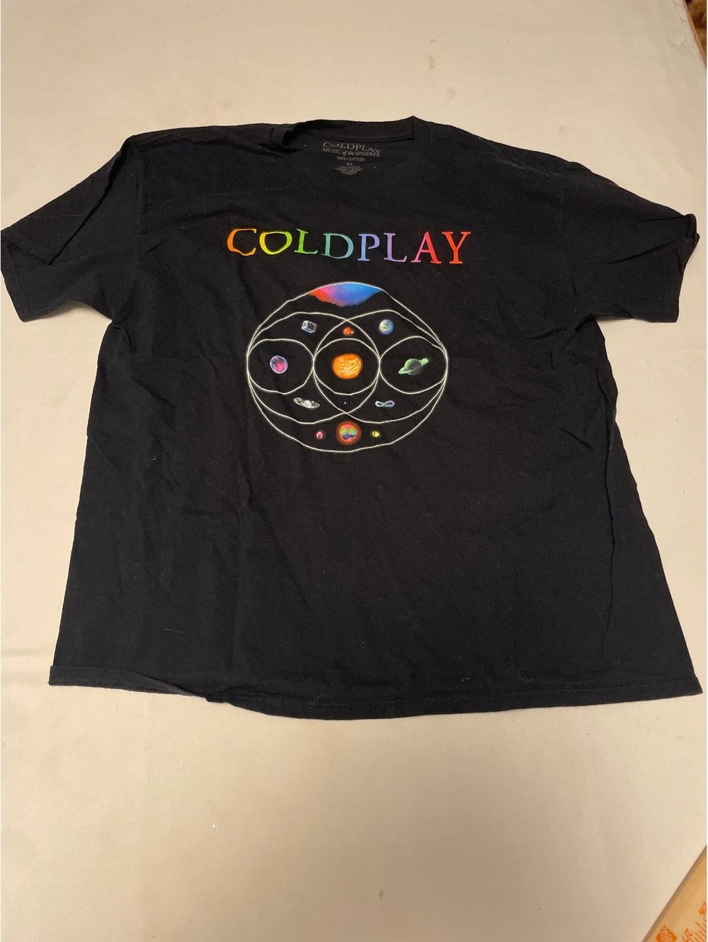 Coldplay Music of the Spheres Live 2022 XL Black Cotton T-Shirt